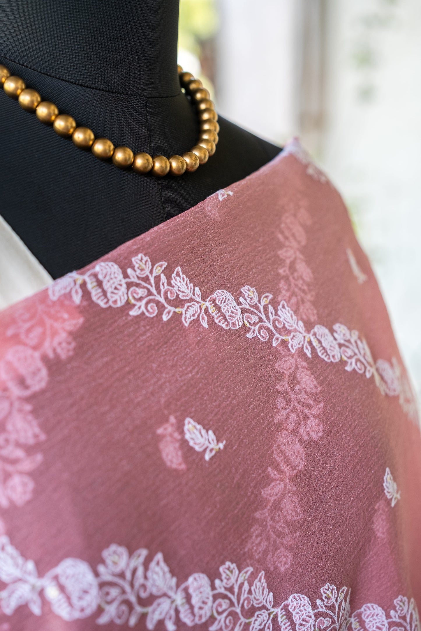 Pink Georgette Saree  With Embroidery