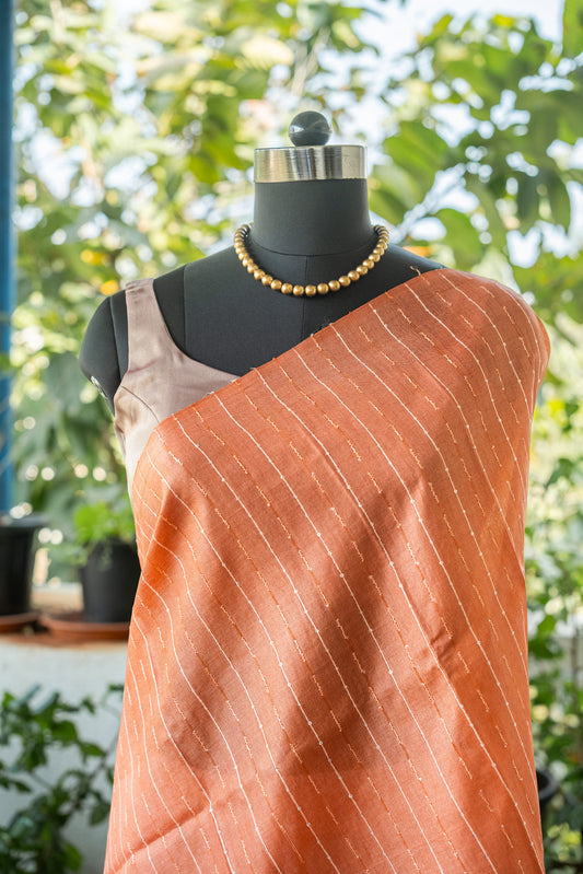 Orange Tussar Silk Saree