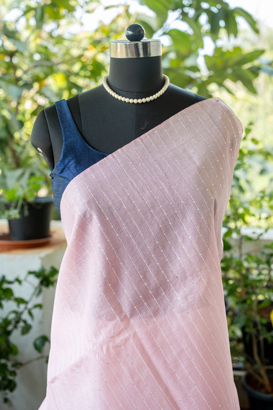 Pink Tussar Silk Saree