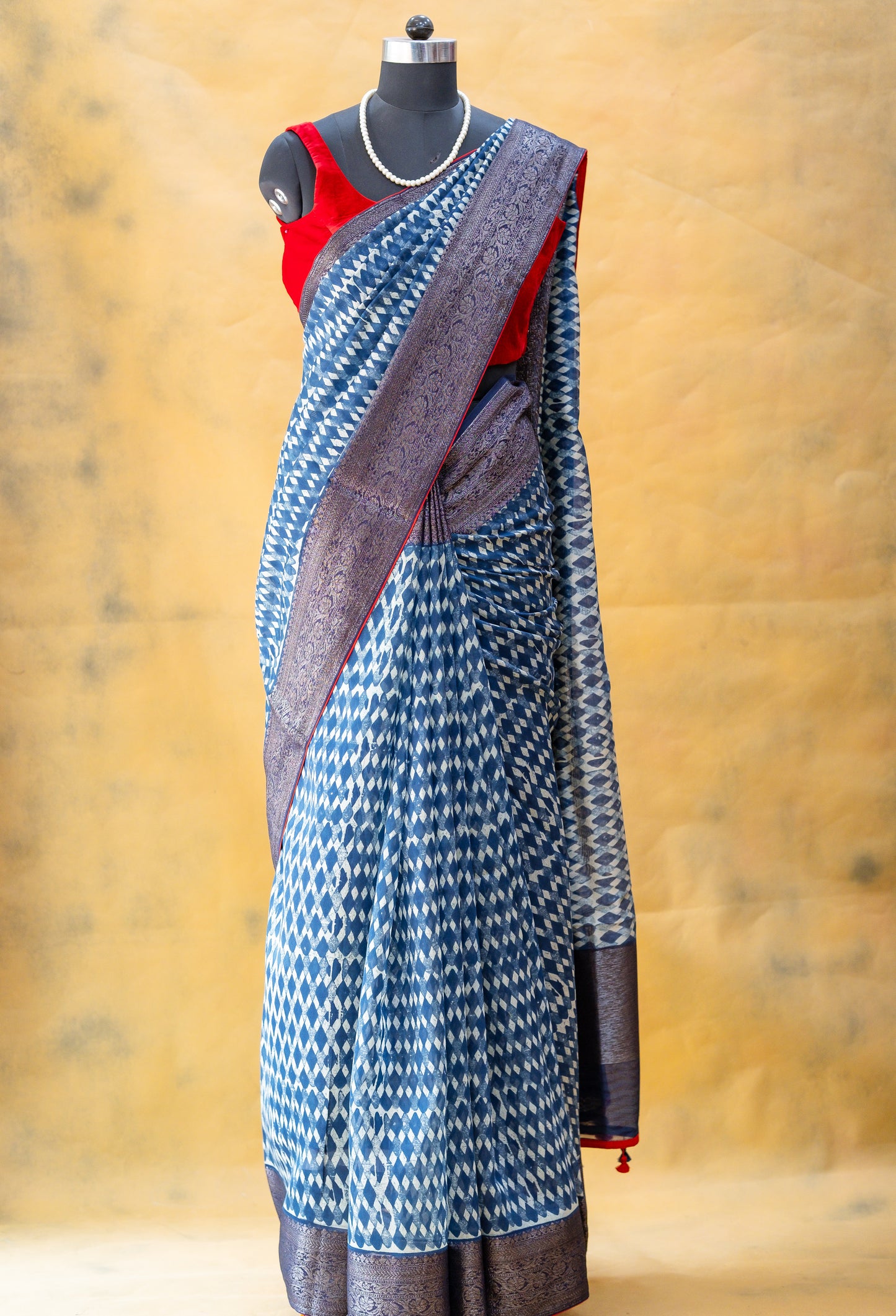Indigo Blue Chanderi Saree