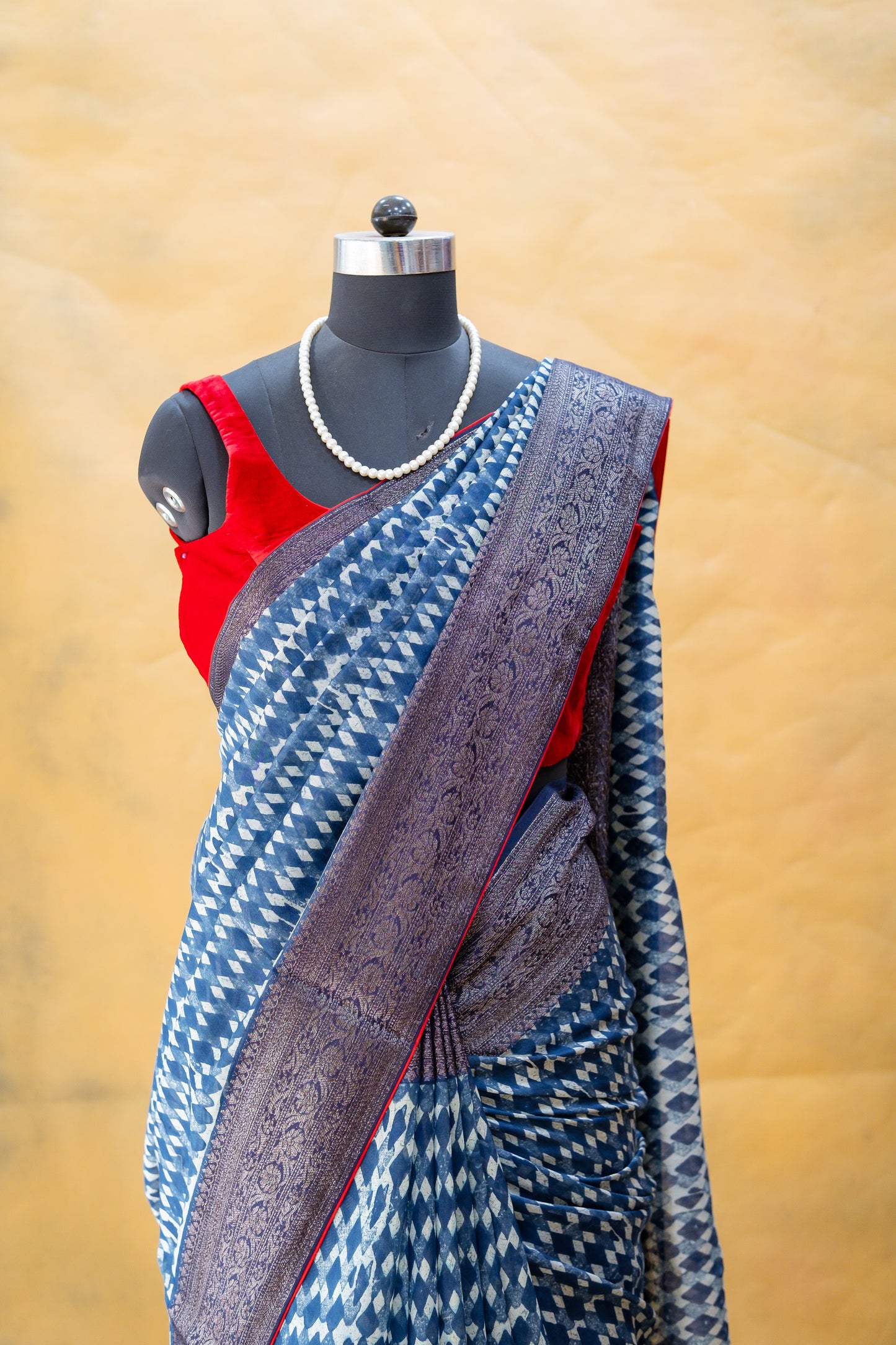 Indigo Blue Chanderi Saree