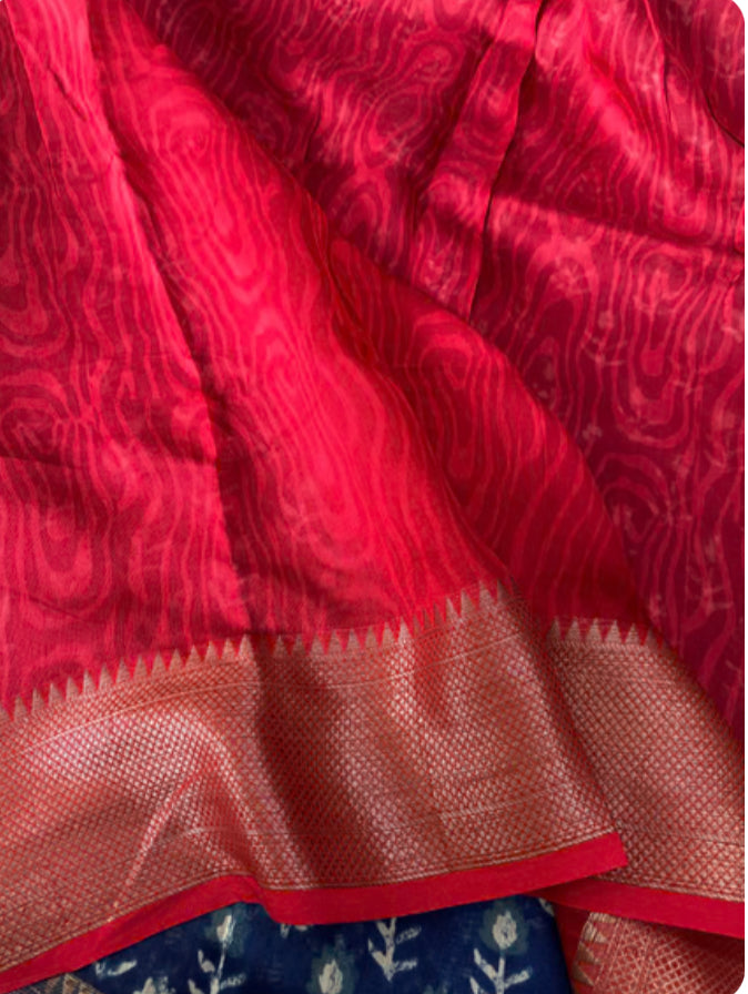 Indigo Blue Chanderi Saree