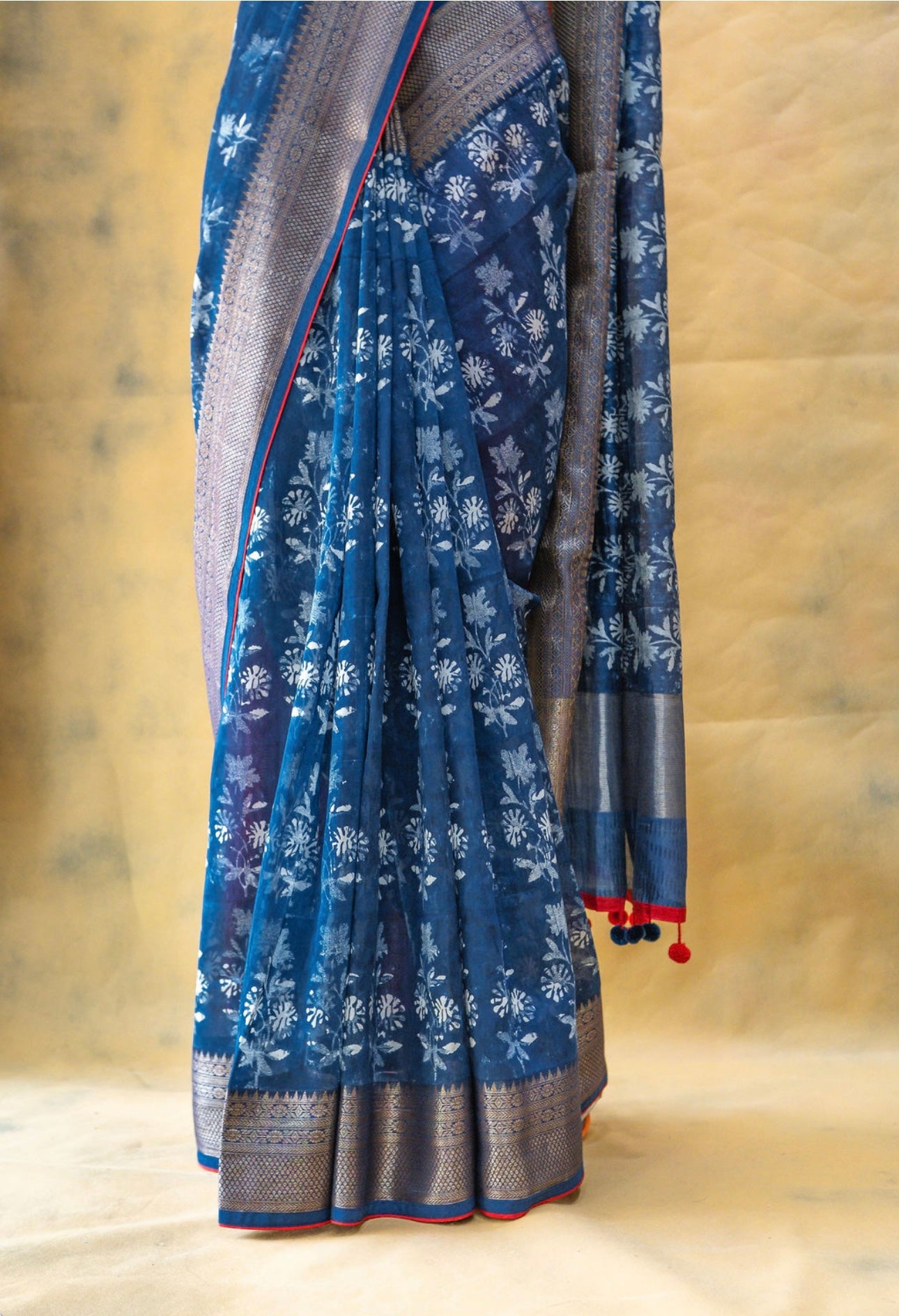 Indigo Blue Chanderi Saree