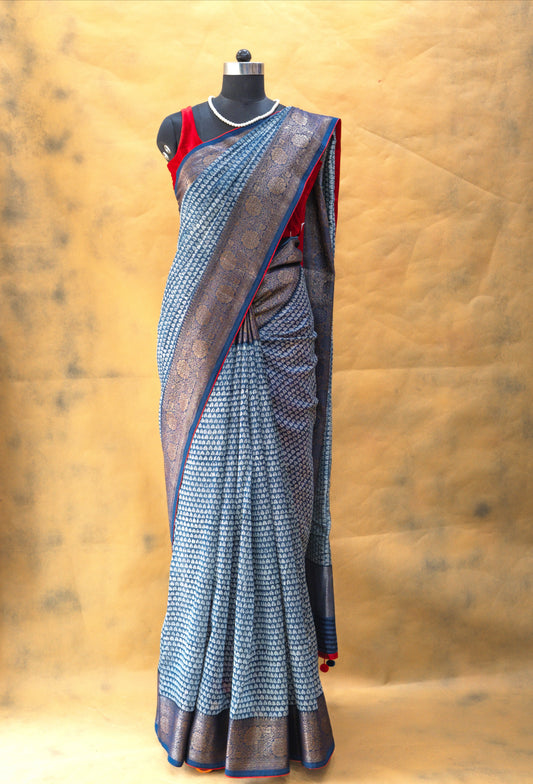Indigo Blue Chanderi Saree