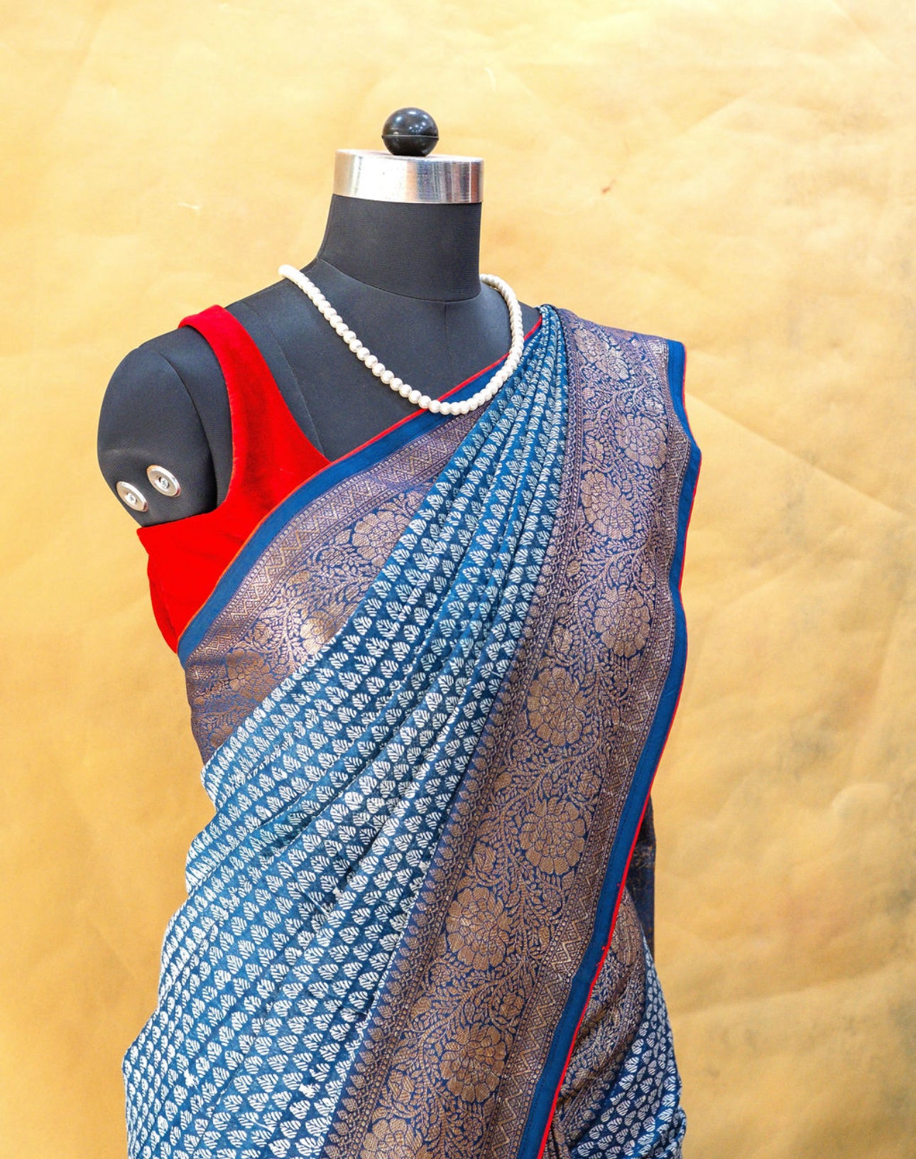 Indigo Blue Chanderi Saree