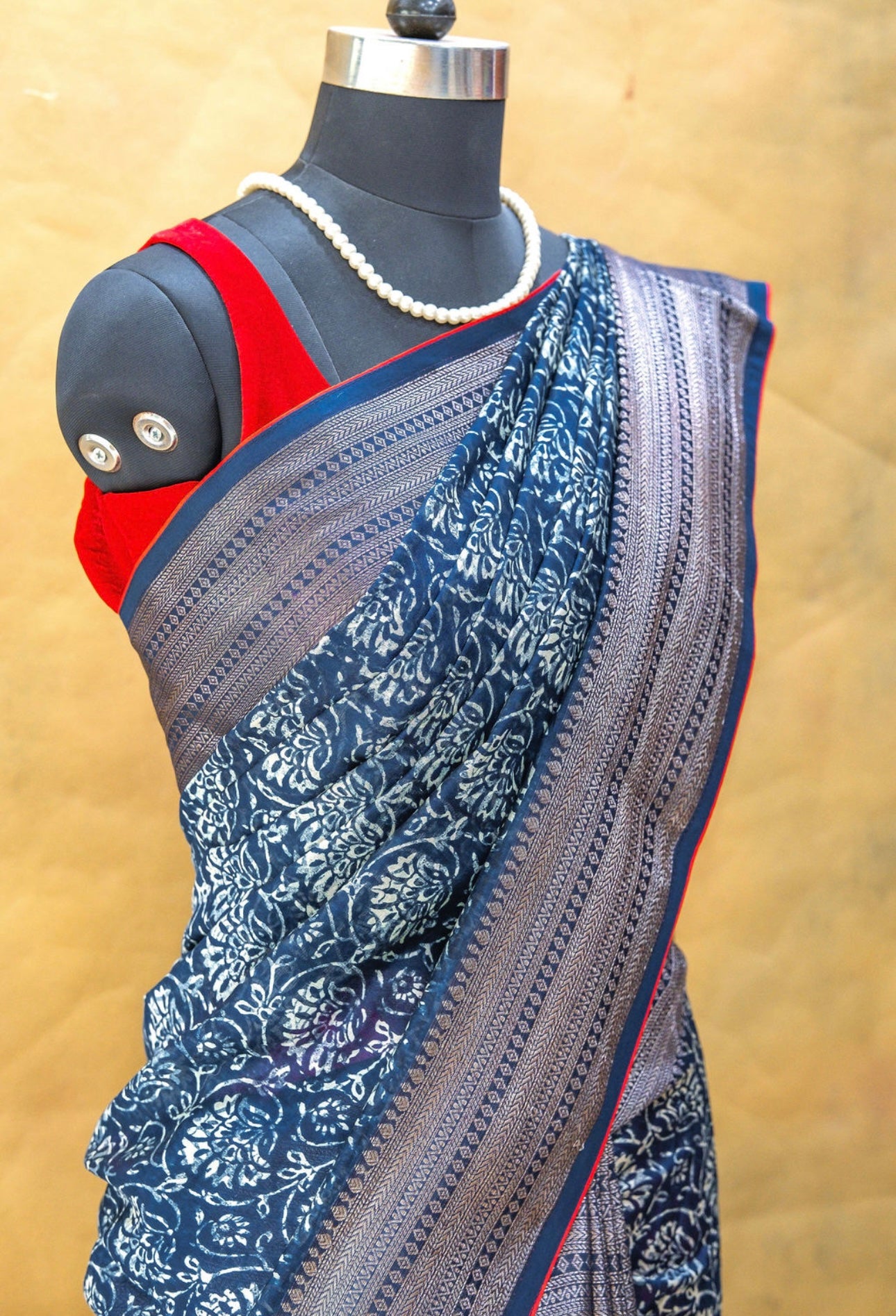 Indigo Blue Chanderi Saree