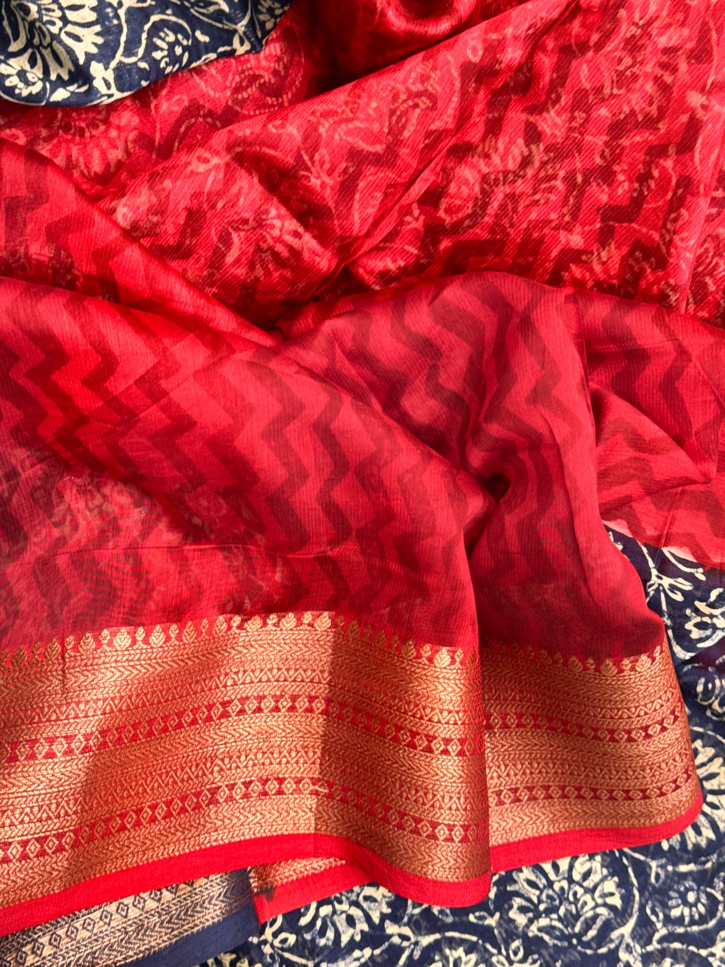 Indigo Blue Chanderi Saree