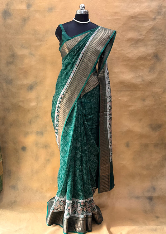 Green Chanderi Silk Saree