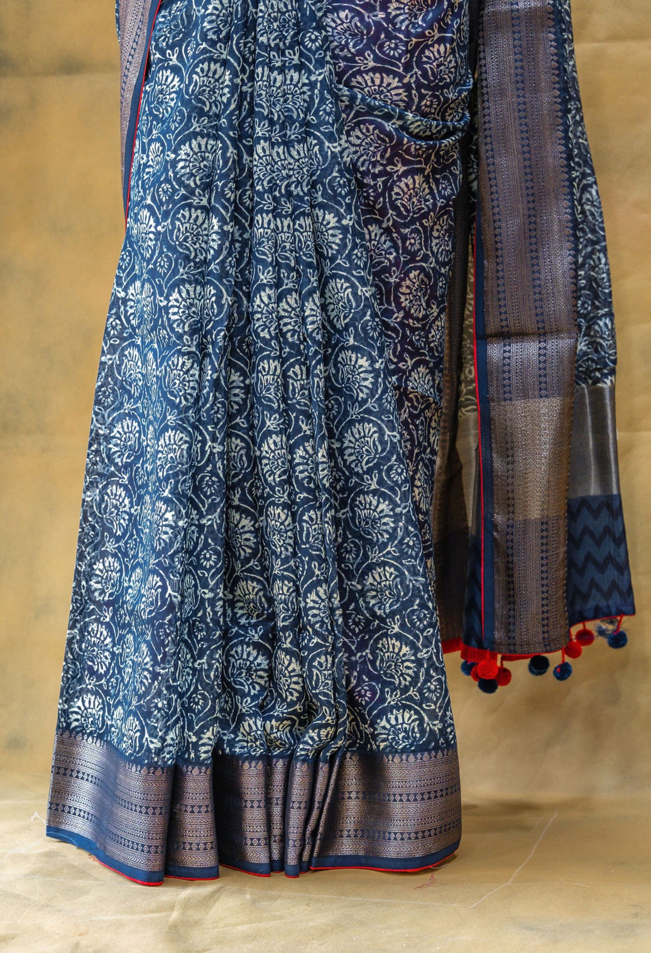 Indigo Blue Chanderi Saree