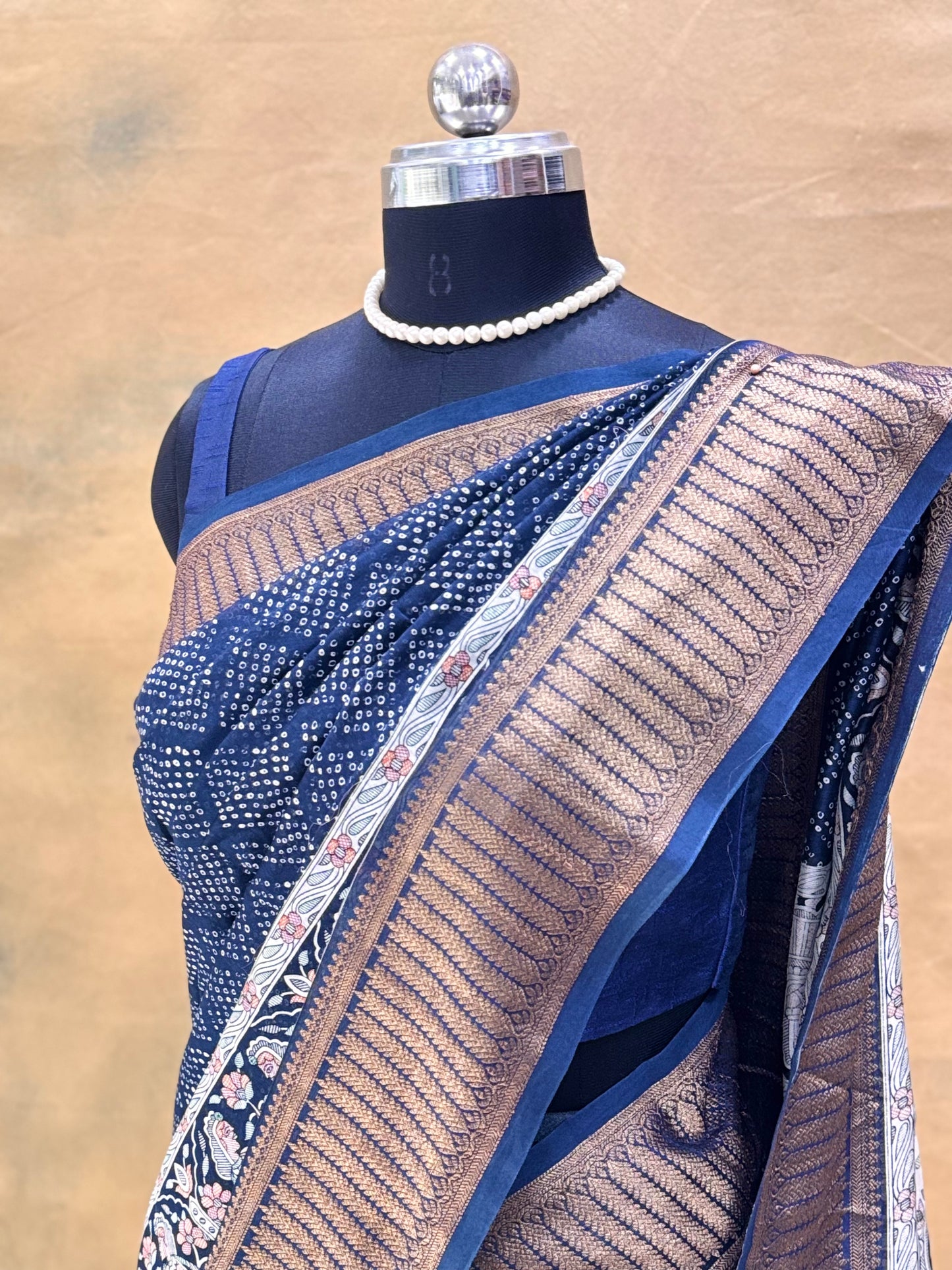 Blue Chanderi Silk Saree