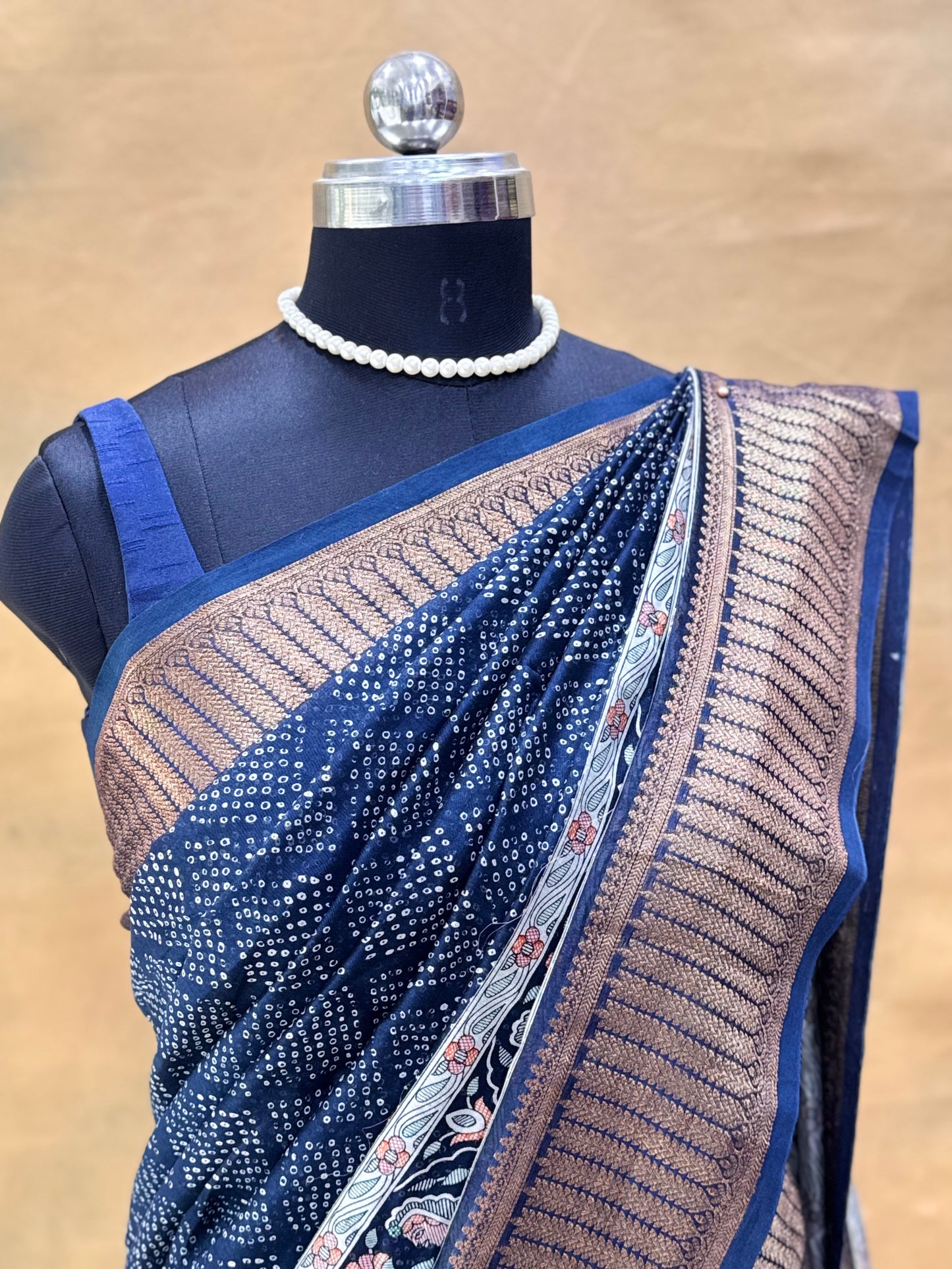 Blue Chanderi Silk Saree