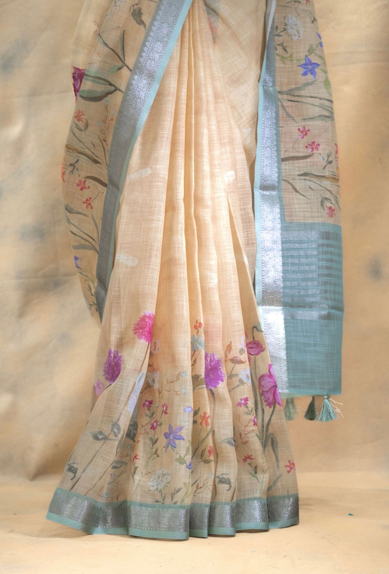 Yellow Linen Saree