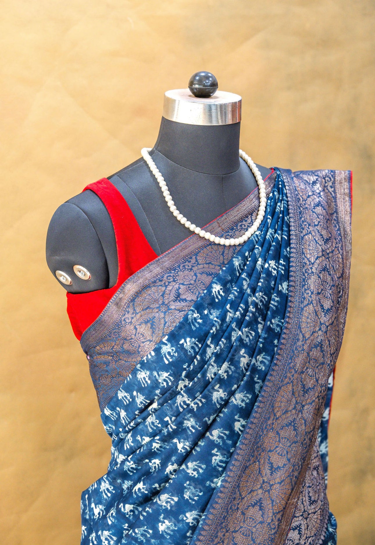 Indigo Blue Chanderi Saree