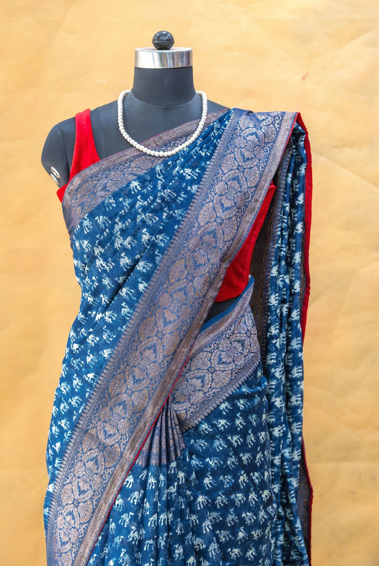 Indigo Blue Chanderi Saree