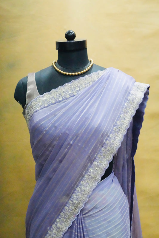 Violet Stripes Georgette