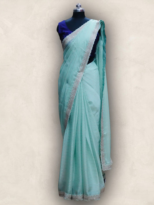 Green Stripes Georgette