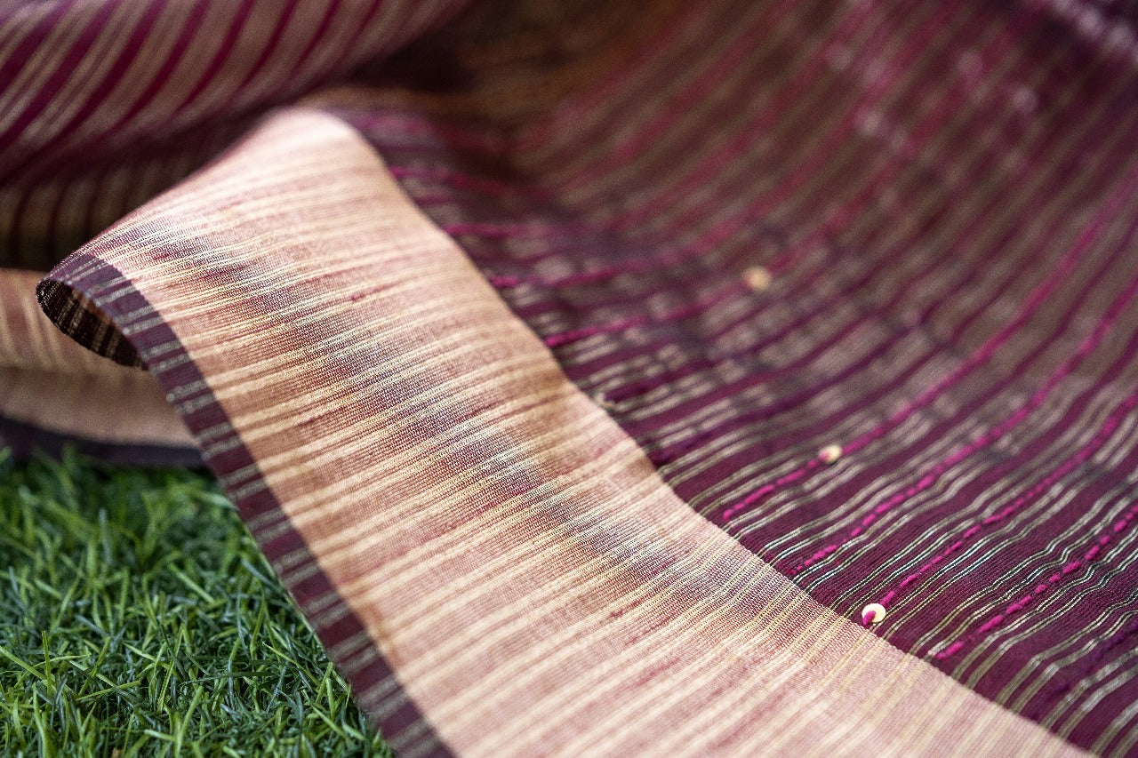 Maroon Muse Semi Tussar Silk Saree – Elegant & Versatile