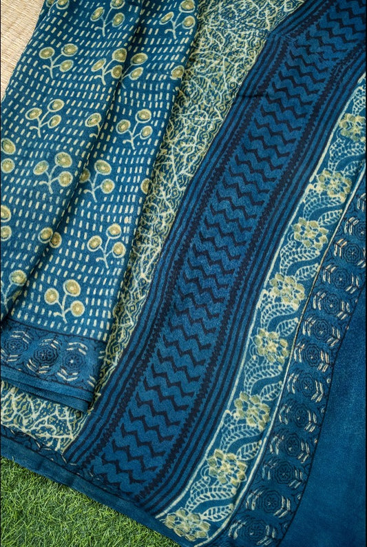 Elegant Blue Modal Silk Saree – Soft, Sustainable & Stylish